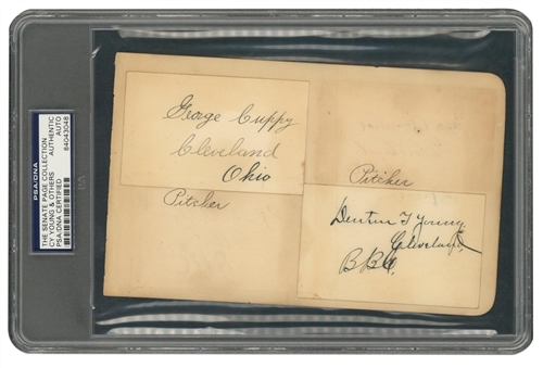 Denton "Cy" Young, George Cuppy, G.W. Davies & Jacob Virtue Autographed Encapsulated Cut - The Senate Page Collection (PSA/DNA)
